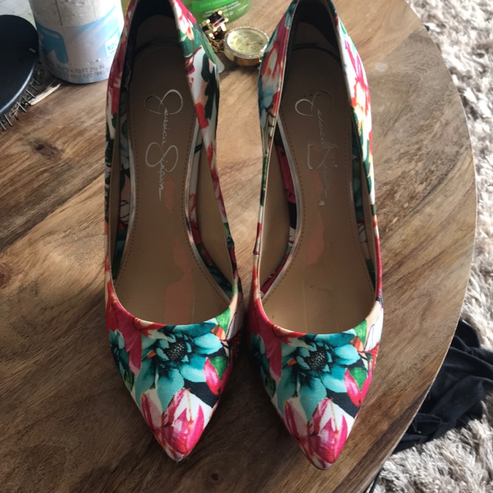 Jessica Simpson floral heels